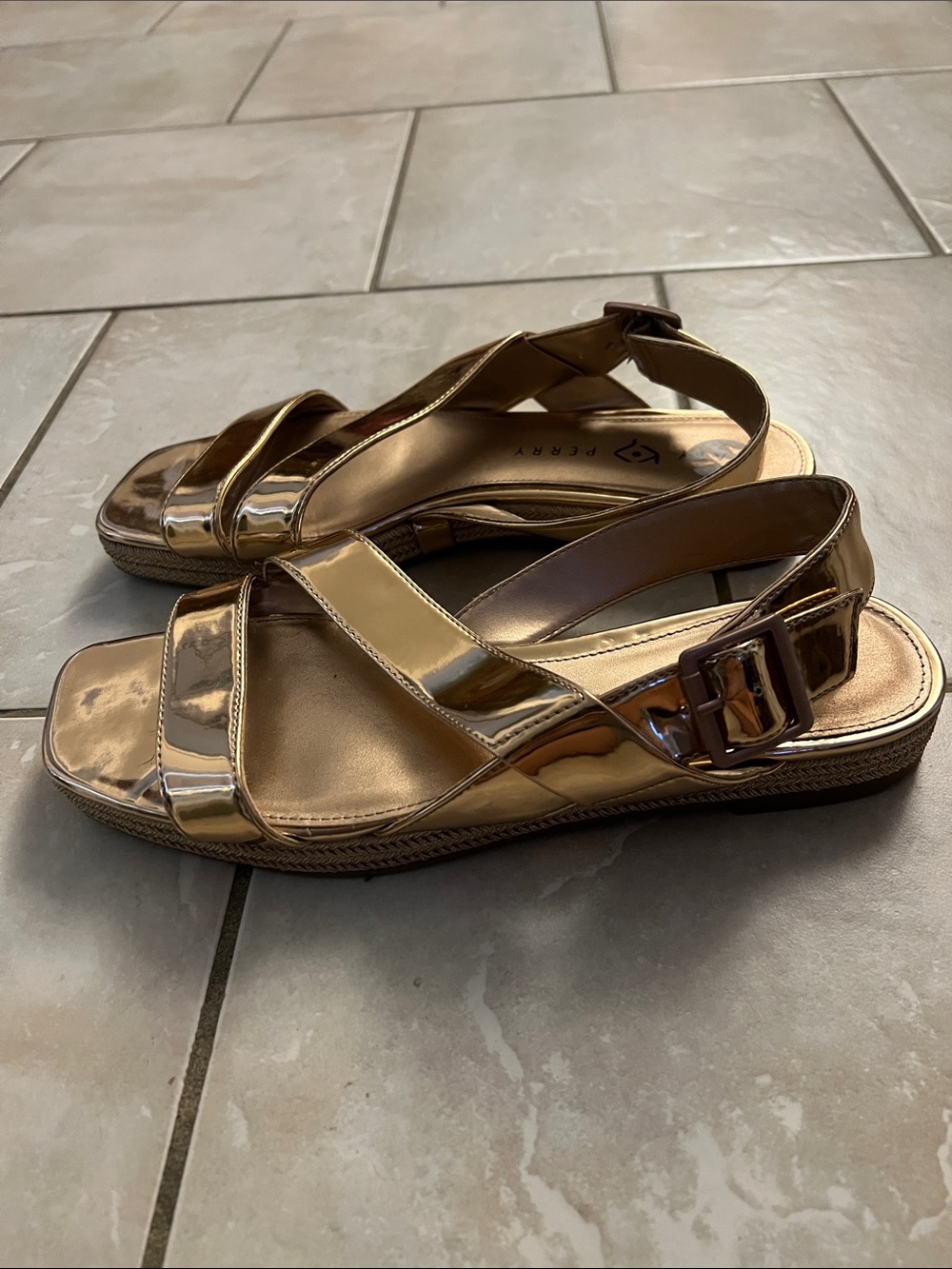 Katy Perry Metallic Gold Slingback Sandals - Women's - Picture 2 of 3